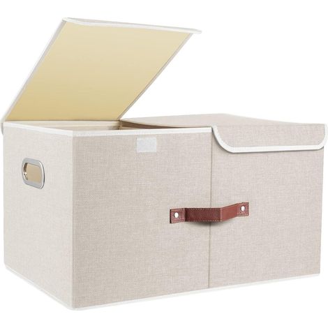 Aufbewahrungsbox Deckel Fächer Faltbar 55x33x30cm 1-Stück Beige (1/5)