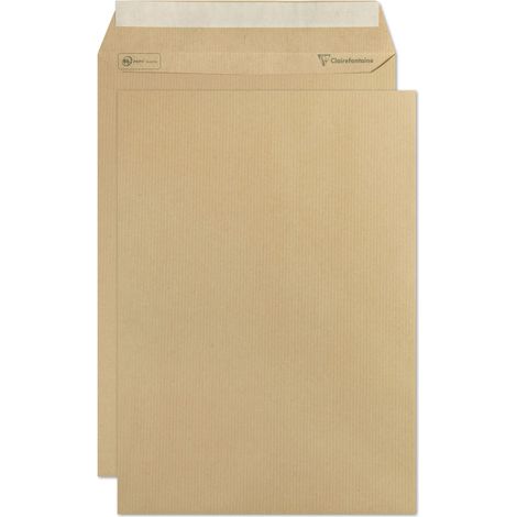 Clairefontaine 750C - Scatola da 250 buste Kraft Scanalate Marrone C4-229x324 mm - Autoadesive - 90g/m² (1/5)