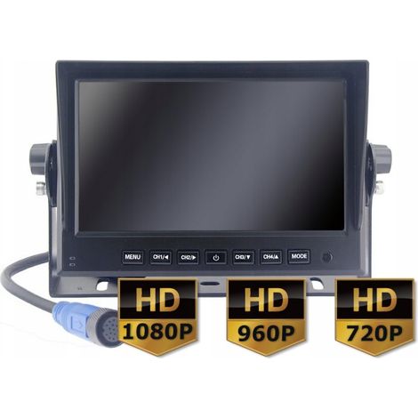 Monitor AHD da 7" a 4 canali con funzione di registrazione DVR.