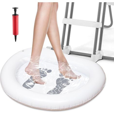 Bain de Pieds Gonflable, Bassin Pied Piscine, Pediluve Gonflable, Bassin Pédiluve pour Piscine, Baignoire à Pieds Portable avec Pompe à Air pour Échelle d'entrée de Piscine, Camping, Plage (A) (1/5)
