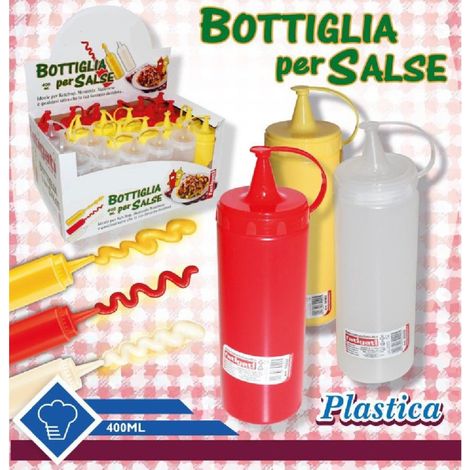 TrAdE Shop Traesio - Bottiglia In Plastica Per Salse Ketchup Maionese Condimento Pub Bar Casa 400 Ml -