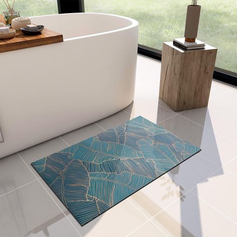 Tapis de bain ultra-fin Tapis de salle de bain fin ultra-absorbant et à séchage rapide à utiliser sous les portes, tapis antidérapant avec envers en caoutchouc Tapis de salle de bain lavable Pour baig