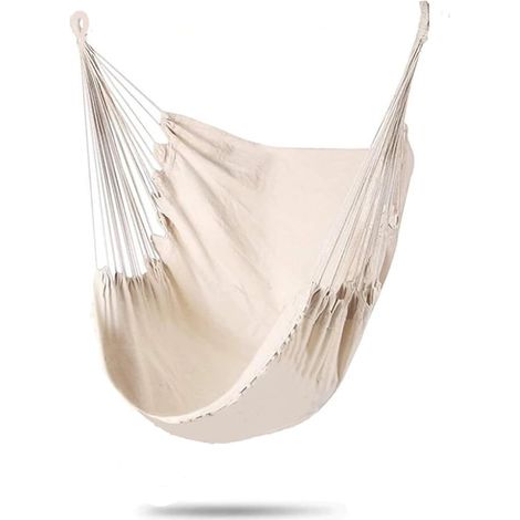 Fauteuil suspendu en corde de coton souple avec barre en métal stable, charge maximale de 150 kg, convient pour l'intérieur, l'extérieur, le jardin et le balcon