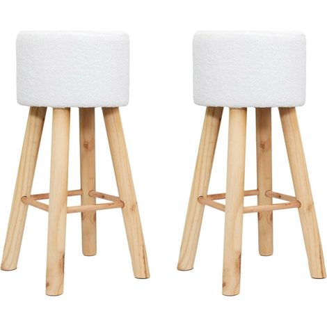 Lot de 2 Tabourets de Bar "Freya" 68cm Blanc (1/5)
