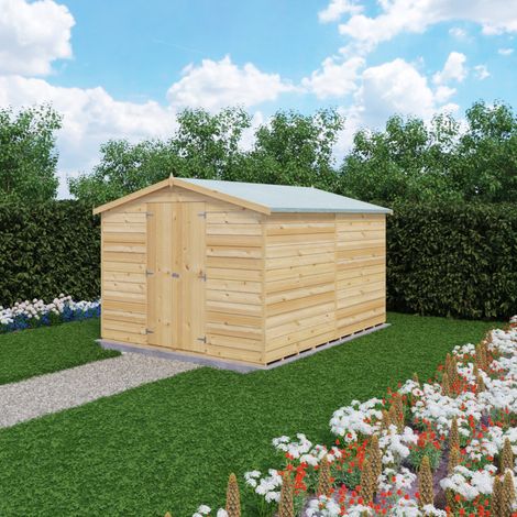Overlap 10 x 8 Dip Treated Apex Shed Double Door No windows (1/3)