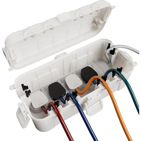 Boîte à Câbles Étanche, Boite Etanche Electrique Exterieur Blanc Medium (29 × 13,2 × 10 cm),Étanchéité IP54,Idéales pour Extérieur (Protéger Rallonges,Multiprises,Fiches Coudées) (1/5)