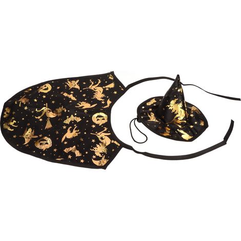 Cape d'Halloween pour animaux de compagnie, chapeau de magicien ajustable, vêtements d'Halloween pour animaux de compagnie pour réunions de famille, fêtes et séances photo (1/5)