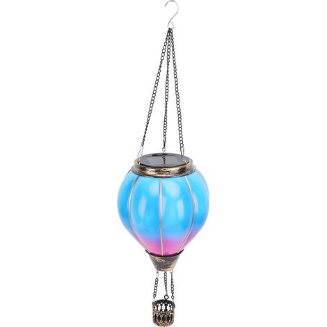 Ortviai Lanterne Solaire en Forme de Montgolfière D – Métal, 15 x 52 cm, Lumière Chaude pour Jardin, Terrasse et Allée