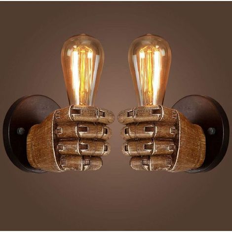 Applique Murale Poing Antique, Lampe Murale Industrielle Vintage E27 Edison Ampoule Base Pour Couloir Cuisine Chambre Restaurant café illuminé (Main gauche + main droite) (1/4)