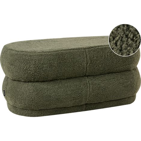 Banco tapizado moderno otomana de bouclé puf decorativo color liso verde Ellendale (1/5)