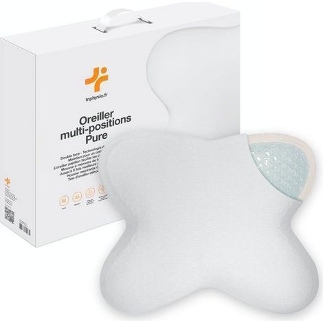 Oreiller Papillon Ergonomique - INPHYSIO - 53x43x12 cm - Mousse à Mémoire - Gel Réfrigérant - Double Face (1/5)