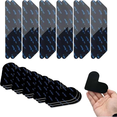 Juego de 28 alfombrillas antideslizantes: 12 tiras de 13 x 2,5 cm + 16 figuras en forma de corazón de 8 x 8 cm, lavables y reutilizables. (1/5)