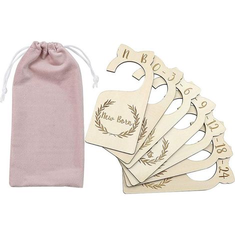 7 Pièces Séparateurs de Placard Bébé en Bois de 0 à 24 Mois, Organisateurs de Vêtements pour Chambre de Bébé (1/5)