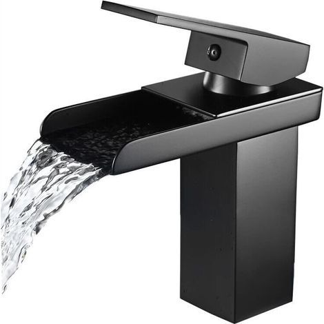 Black bathroom sink faucet – Single-hole, all-copper countertop sink faucet (1/5)