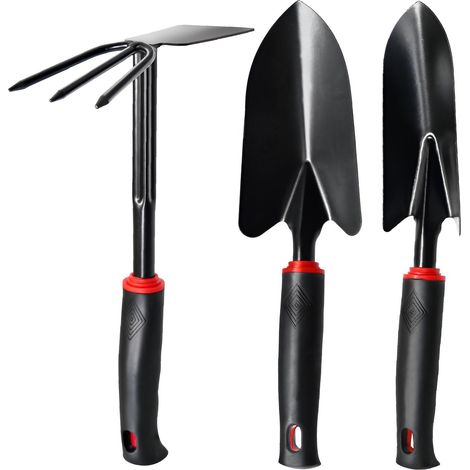 Ensemble Outils de Jardinage, 3 Pièces Cultivateur Rateau Pelle Jardinage Antidérapants Transplantoirs, Rateau à Fleurs