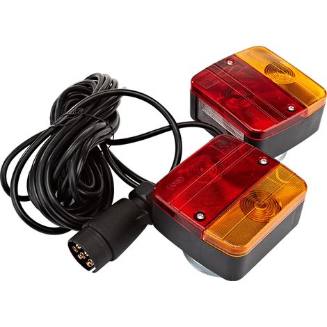 2 luces de remolque con cable de 7,5 m, 7 pines, 12 V, homologadas por la ECE, resistentes al agua, para coches, camiones, caravanas, barcos y furgonetas.