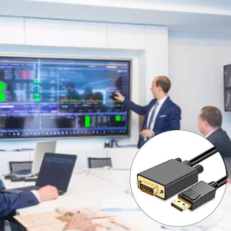 Câble DisplayPort vers VGA 1,8 m - Connexion stable, haute qualité vidéo, adaptateur fiable (1/5)