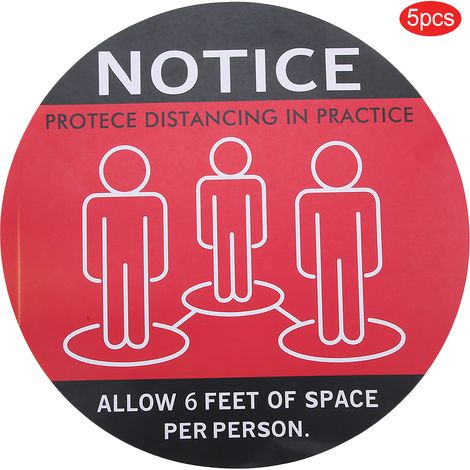 Autocollants De Sol Circulaires - Distance De Sécurité PVC - Pour Hôpitaux Et Magasins - Lot De 5 (1/5)