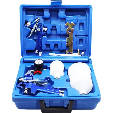 2 pistolas de pintura con boquillas de 0,8 mm y 1,4 mm: kit profesional para acabados de alta gama en automóviles y muebles. (1/5)