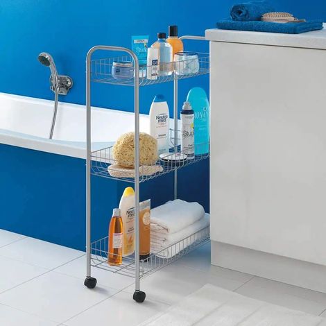 Metaltex Scaffaletto a 3 Piani Slim De Luxe Salva-Spazio 56x23x84 Cucina Bagno (1/4)