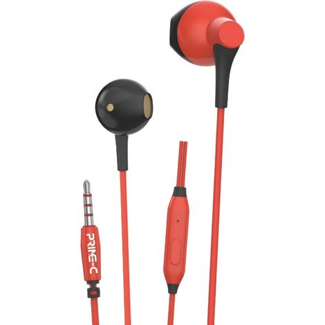 Écouteurs intra-auriculaires rigides avec microphone intégré et connecteur 3,5 mm pour les appels - rouges