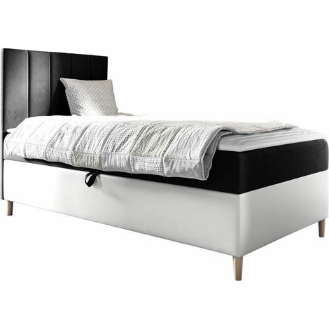Cama continental Lucus VI, Soft 017 + Fresh 17, Individuales, Continental, 80x200, Cuero ecológico, Tapiz, Somieres, 82x208x115cm (1/5)