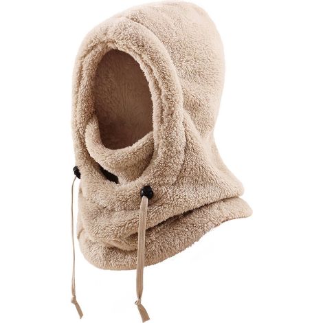 Écharpe de protection auditive chaude et moelleuse pour l'automne et l'hiver, avec capuche intégrée, masque épais pour le ski et le vélo, coupe-vent, kaki, version enfant - S (1/4)