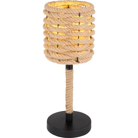 Lampada da tavolo lampada da salotto in vimini marrone metallo corda di canapa H 45 cm (1/5)