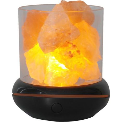 Lampe - - Cristal de sel - Noir - LED multicolore - Rechargeable USB (1/5)