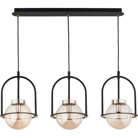 Suspension barre LERIA noire 3 verres ambrés E14 Alfa (1/3)