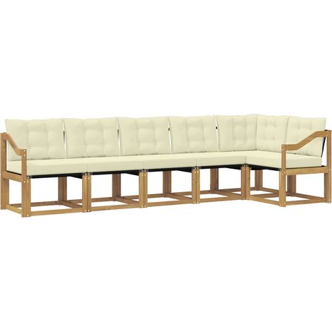 Conjunto de sofás de exterior 6 uds. 6 plaza Blanco y Crema vidaXL (1/5)