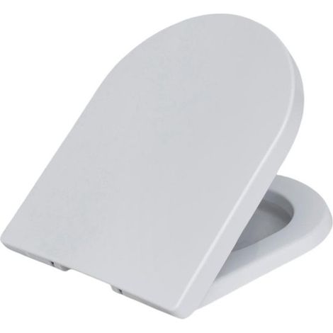 Abattant de toilette en duroplast (forme O) - blanc - abattant de toilette à fermeture douce - couvercle de toilette à fermeture douce - réducteur (1/5)