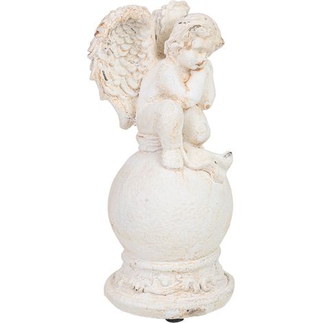 Figura decoración ángel de magnesio blanco 12x12x25h cm