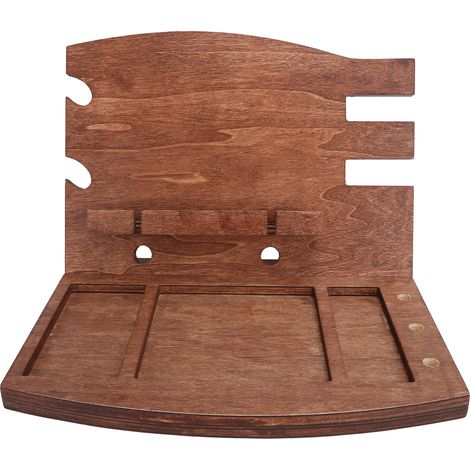 Support de Rangement en Bois pour Téléphone, Porte-Clés et Montre, Organisateur de Bureau Rétro Marron 28x20.5cm (1/5)
