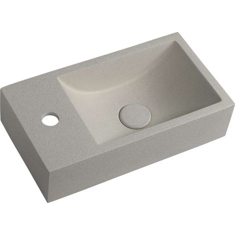 Sapho Small - Handwaschbecken Crest, 40x22 cm, mit 1 Hahnloch links, Nanoschicht, Sandstein AR410