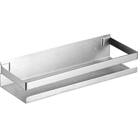 Étagère de Douche Etagere Murale Salle de Bain, Tablette en Verre Trempé et Cadre en Acier Inoxydable, Rangement Douche Finition Noire, 30cm (1/4)