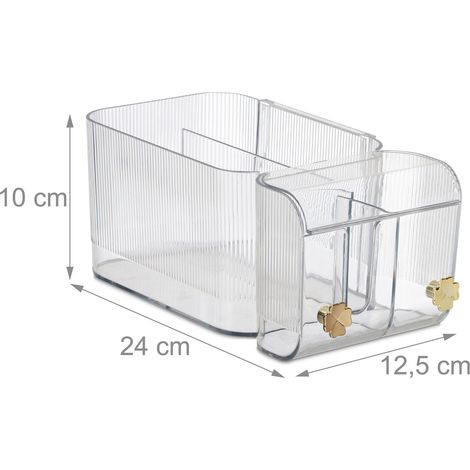 Organizador de almacenamiento de pared para baño de 4 compartimentos práctico con ganchos decorativos de plástico blanco 130014550 (1/3)