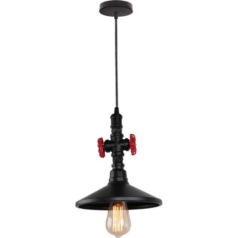 Suspension Tuyau D Eau Noir - E27 - 1 Pièce - Industrielle - Hauteur Réglable 80 150 Cm - Café Bar Restaurant