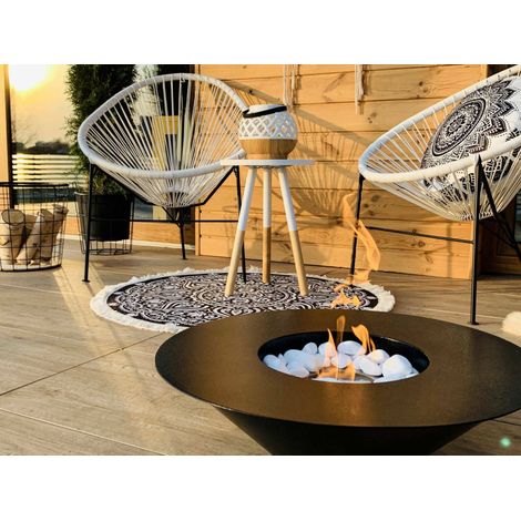 Dmora - Bioethanol-Kamin Arnesano, Ökologischer Kamin, Rauchfreies Feuer, Heizung mit Ethanol, Made in Italy, 60x60 h15 cm, Schwarz (1/4)