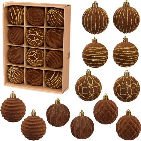 Boules De Noël - 12 Pièces - 6 cm - Flocage Doux - Pour Arbre De Noël Intérieur Extérieur - Décoration De Fête (1/5)