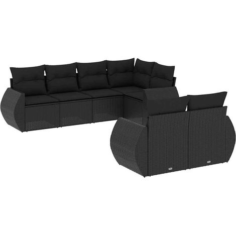 Maison Exclusive - Set Divani da Giardino con Cuscini 7pz Nero Polyrattan (1/5)
