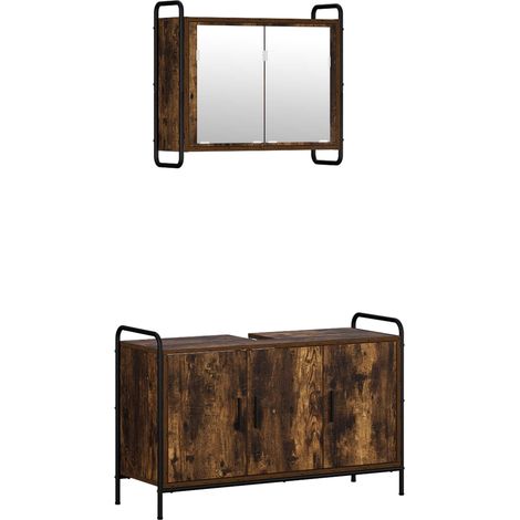 Set di Armadi da Bagno 2 pz Rovere Fumo 65,5 x 34 x 61 cm vidaXL (1/5)