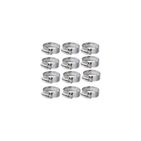 Abrazadera de manguera de engranaje helicoidal de 1,5" - Tamaño SAE 24, totalmente de acero inoxidable con banda de 1/2", rango de sujeción de 27-51 mm, paquete de 12 - Crezuo
