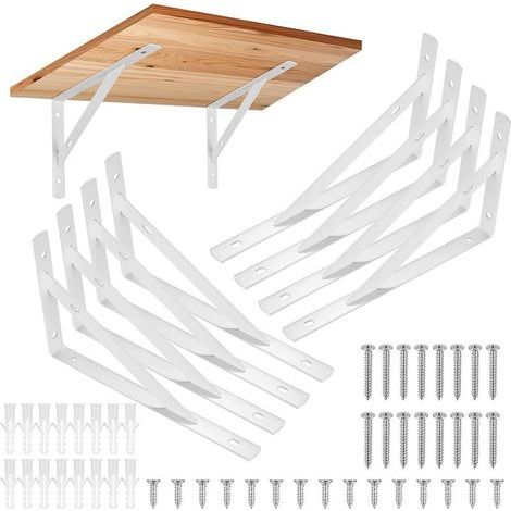 8 Stück Wandregalhalterungen, 90 Grad rechtwinklige Dreiecksstützen, Wandregalhalterung (Weiß 200 x 120 mm) (1/5)