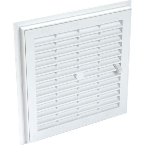 Nicoll – Grille de ventilation carrée 201x201mm à fermeture – Passage d'air 106cm² – Pour intérieur – Polystyrène blanc (1/2)