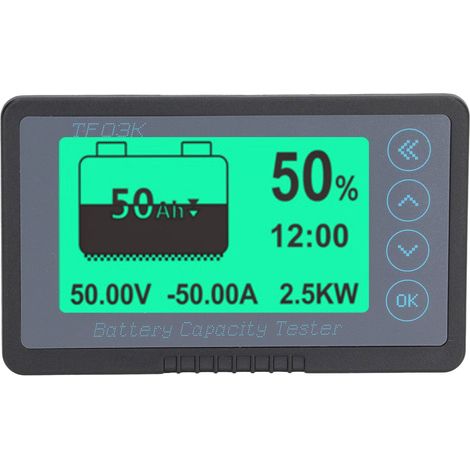 Compteur de batterie portable étanche 8-120V 100A (0-150A) - Indicateur de capacité léger, moniteur de charge au coulombmètre pour camping-car, bateau et système solaire (1/5)