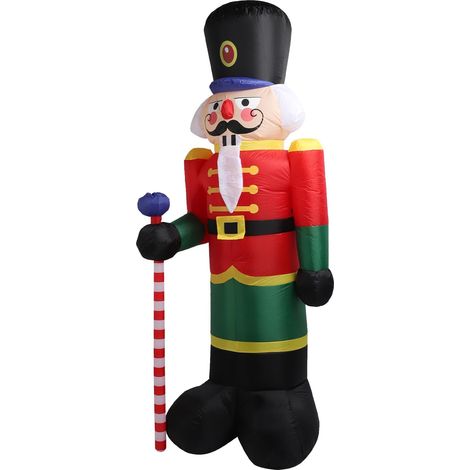 Casse-noisette gonflable de 2,4 m, bateau de Noël gonflable géant avec lumières LED, soldat de Noël gonflable pour décoration intérieure et extérieure (porche, pelouse, jardin, fête).