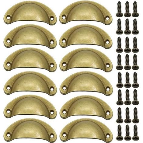 Poignée De Porte - Bouton De Meuble En Bronze Brossé - Pour Cuisine Armoire Mélaminée - Lot De 12 Pièces (1/4)