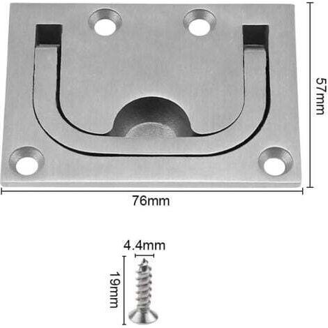 NALOOKAMIC Lot de 2 poignées de bateau encastrées en acier inoxydable, poignées de trappe de bateau encastrées avec vis pour armoires de rangement de yacht (1/4)