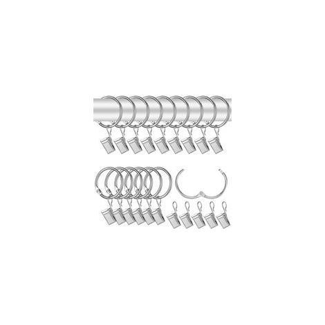 42 Pcs 32mm Anneaux Rideaux avec Pince Rideau, Anneau Rideau, Anneaux de Rideaux en Métal avec Clips à Rideaux, Pince a Rideaux Crochets Anneaux pour Tringle à Rideaux Douche Glissement Argent (1/5)